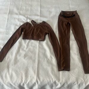 ECHT Chocolate Brown Crop Top and Leggings Set